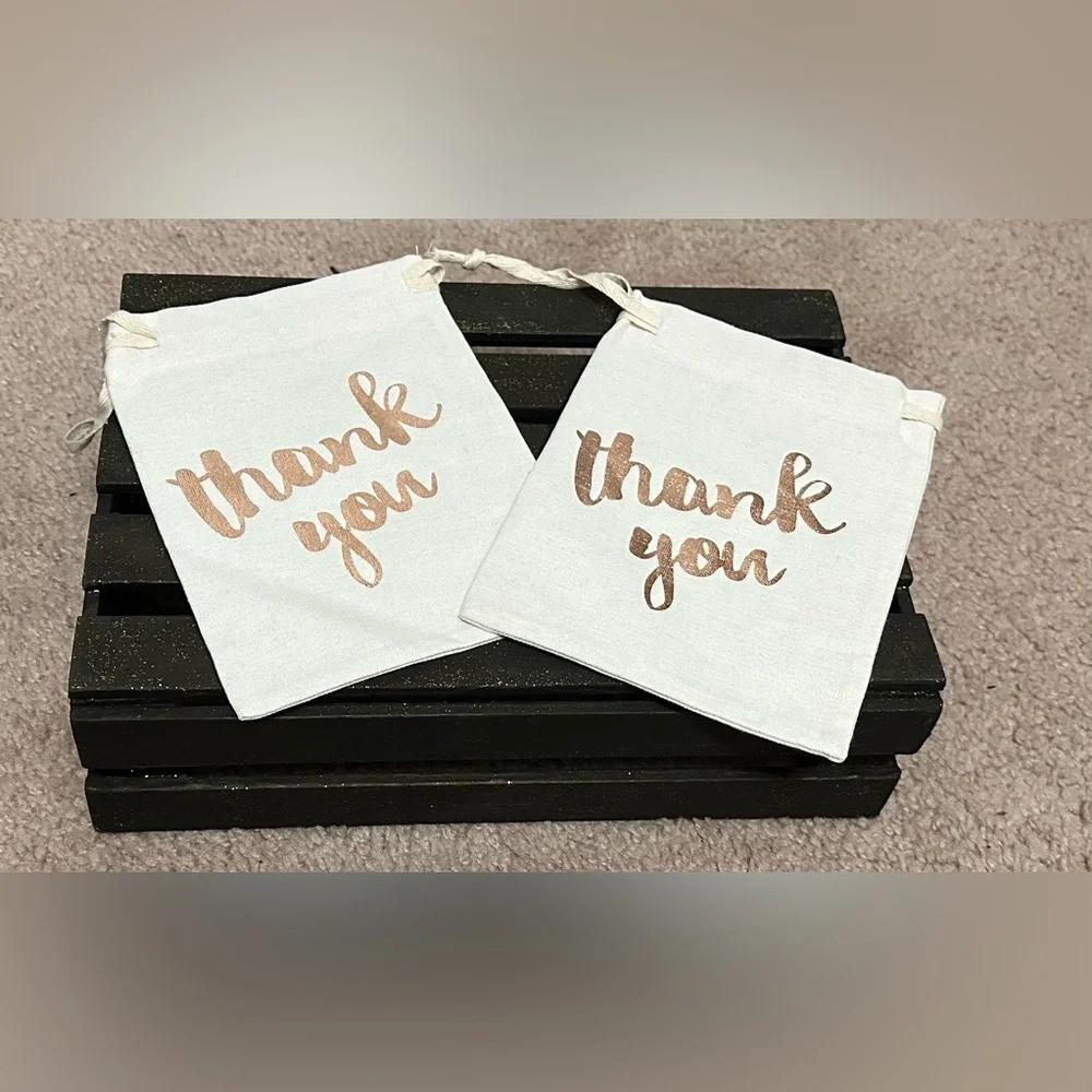 White Thank You Canvas Gift Bags